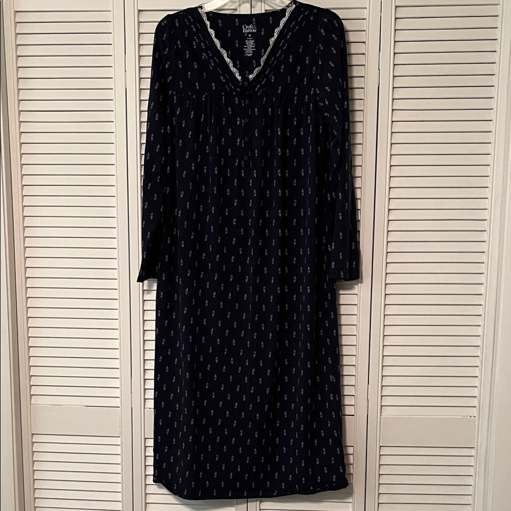 Croft & Barrow Navy Long Sleeve Nightgown